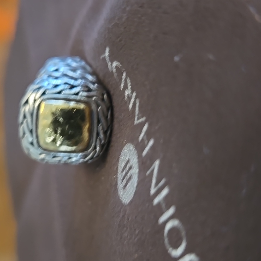 VINTAGE JOHN HARDY 22 KT YELLOW GOLD & 925 SILVER PALU HAMMERED COCKTAIL RING - Picture 15 of 16